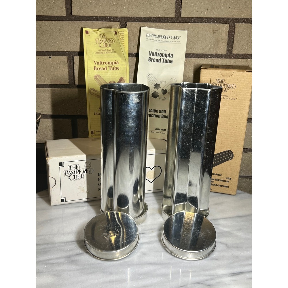 VTG Pampered Chef Valtrompia Bread Tube Star & Heart Shape Baking Mold Set